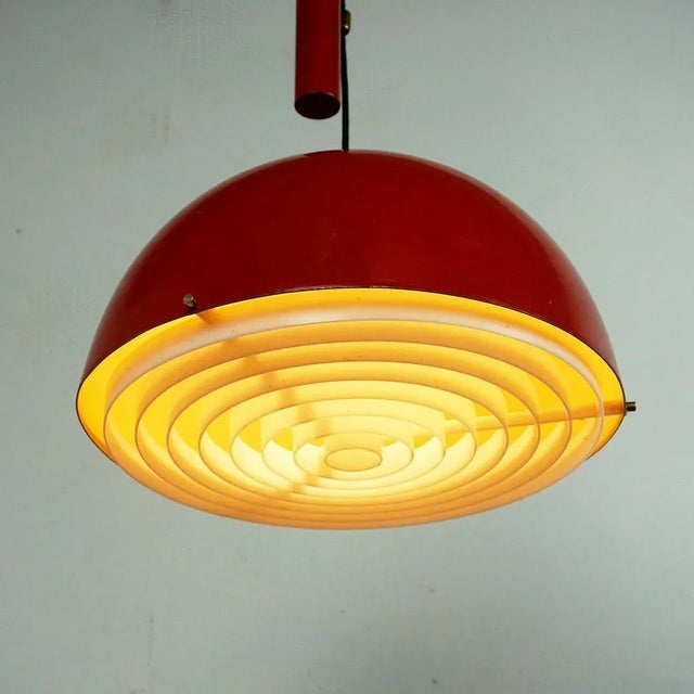 Mid-Century Italian Metal and Brass Counterweight Pendant Lamp, 1960s For Sale - Image 11 of 12