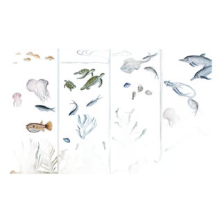 Wonder of the Deep, Wallpaper, a Set of 4 Panels Wallpaper for Kids Room For Sale