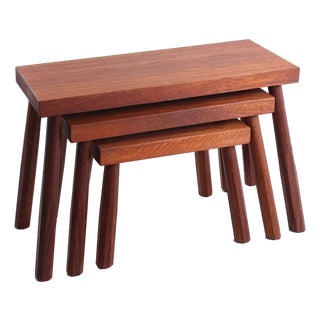 Teak Nesting Tables by Charlotte Perriand, 1960s, Set of 3 For Sale