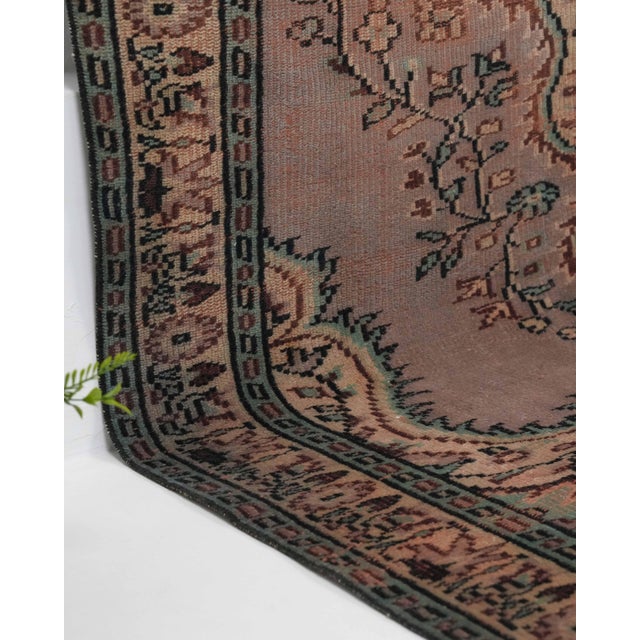 1970s Vintage Turkish Oushak Handmade Wool Cotton Brown Area Rug For Sale - Image 4 of 11