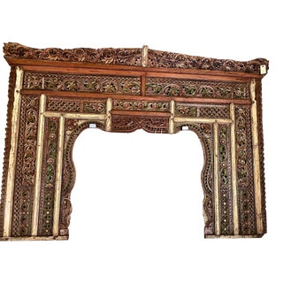 1920s Balinese Hand Carved Sculptural Headboard For Sale