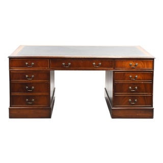 Mahogany Partners Desk, 1980s For Sale