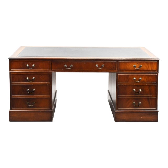 Mahogany Partners Desk, 1980s For Sale