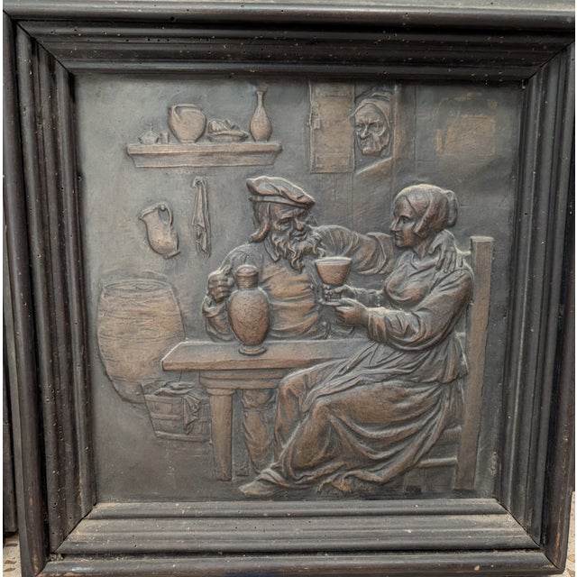 Pair of Antique Continental Repoussé Cabinet Doors After David Teniers, C. 1880-1910 For Sale - Image 10 of 10