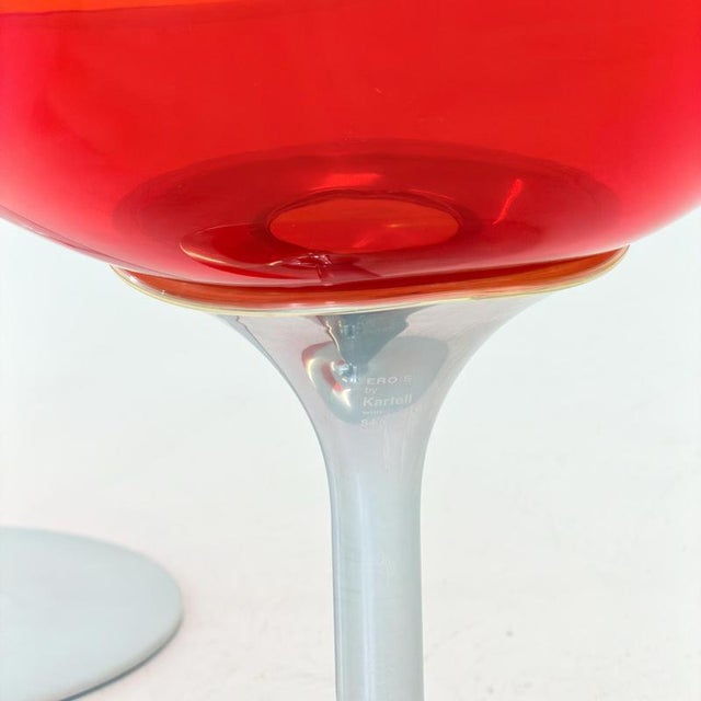 Mid-Century Red Acrylic Glass Swivel Eros Lounge Chair by Philippe Starck for Kartell, Italy, 1990s For Sale - Image 15 of 16