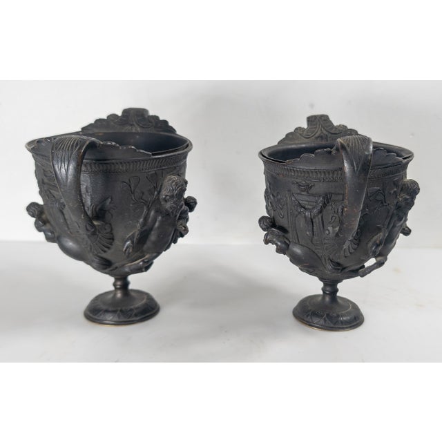 Grand Tour 19th Century Pair of Neoclassical Grand Tour Urns With Mythological Figures For Sale - Image 3 of 18
