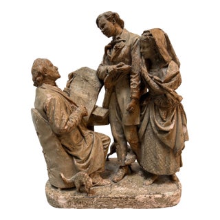19th Century John Rogers Coming to the Parson Sculpture For Sale