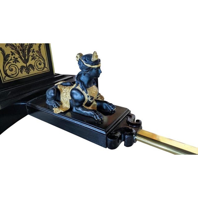 Vintage Ebonised Cut Brass Boulle Dining Conference Table For Sale - Image 15 of 18