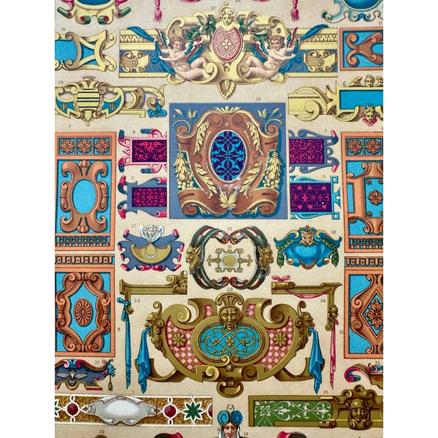 Late 19th Century 1873 Racinet l'Ornement Polychrome Chromolithographs – Renaissance Ornament Prints, Pair For Sale - Image 5 of 7