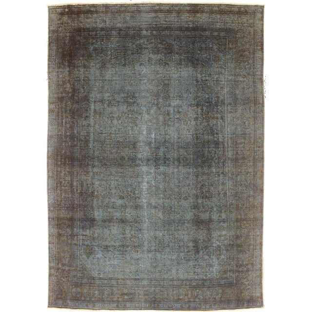Boho Chic No Pile Blue/Brown Wool Rug - 7'10'' X 11'1'' For Sale - Image 9 of 10