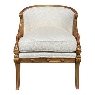 Maitland-Smith Cowtan & Tout Swan Arm Giltwood Occasional Chair For Sale