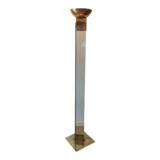 Italian Glass & Brass Floor Lamp by Max Baguara for Lamperti, 1970s For Sale