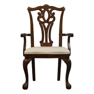 Universal Furniture Mahogany Contemporary Traditional Chippendale Style Dining Arm Chair For Sale