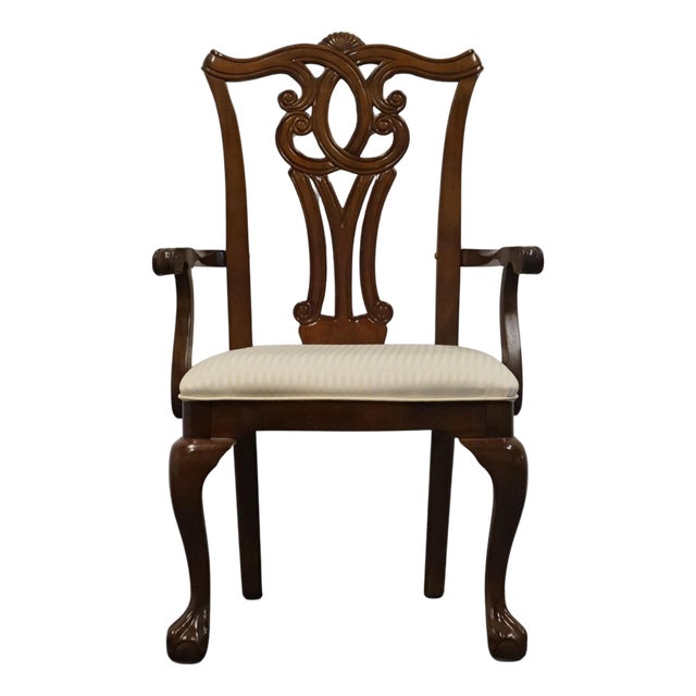 Universal Furniture Mahogany Contemporary Traditional Chippendale Style Dining Arm Chair For Sale
