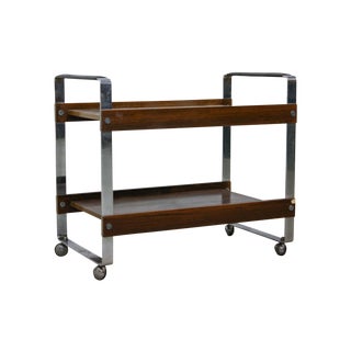 Mid-Century Norwegian Wood, Chrome & Leather Bar For Sale