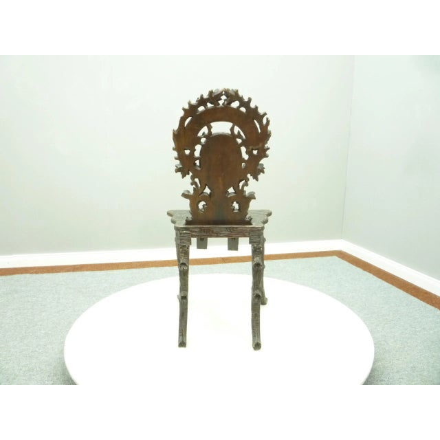 Antique and Hand Carved Oak Chair, 1900s For Sale - Image 4 of 18