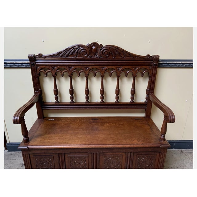 Antique Art Nouveau Chest Bench, 1900s For Sale - Image 4 of 10