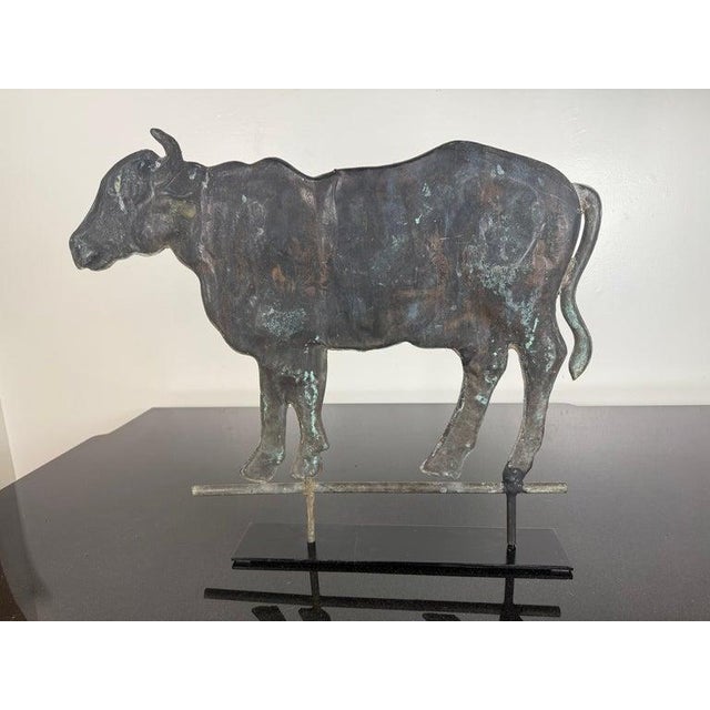 19th Century American Copper Bull Weathervane, Hand-Crafted Folk Art For Sale - Image 4 of 12
