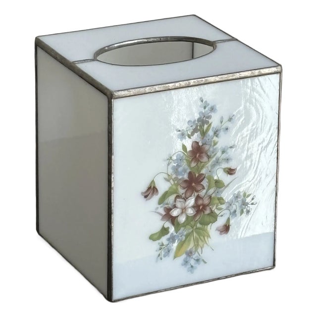 Late-20th Century Stained Glass Tissue Box Cover For Sale