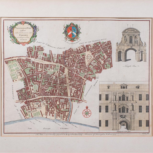 Antique London Street Map, Farringdon, English, Framed, Fleet Street, Georgian For Sale - Image 4 of 12
