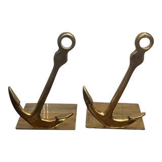 Vintage Brass Anchor Bookends For Sale