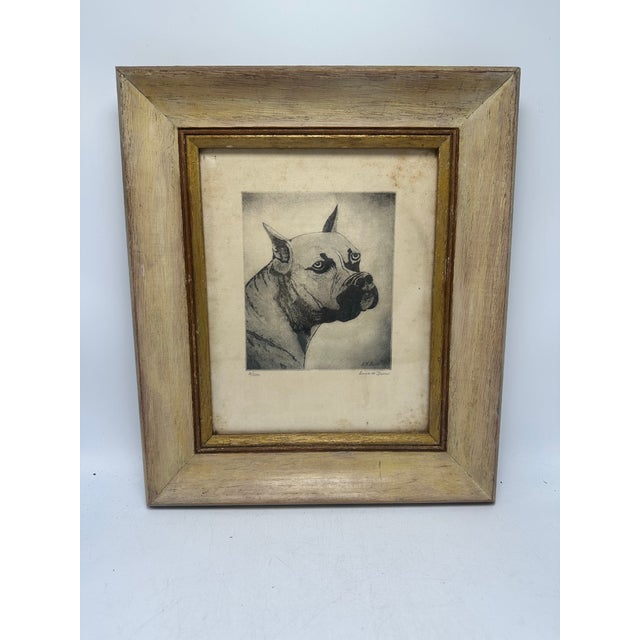Printmaking Materials Antique Framed Etching of a Boxer Dog For Sale - Image 7 of 9