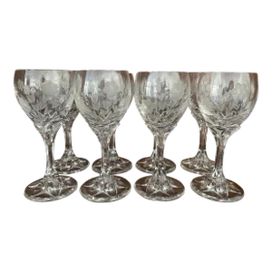 Villeroy & Boch Anemone Etched Floral Crystal Liquor Glasses - Set of 8