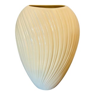 Vintage Lenox Mirage Porcelain Vase – Ivory Cream Ribbed “Windswept Flutes” Design For Sale