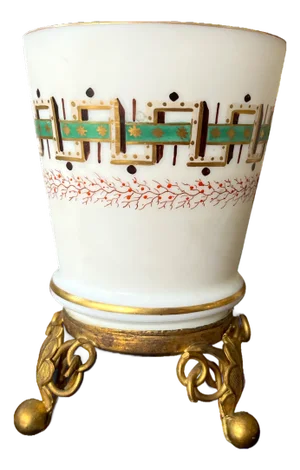 Antique French Opaline Glass Vase With Ormolu Mounts, Mid-19th Century