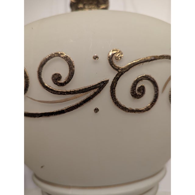 1950s Falkenstein White With Gold Design Table Lamp Brass For Sale - Image 4 of 5