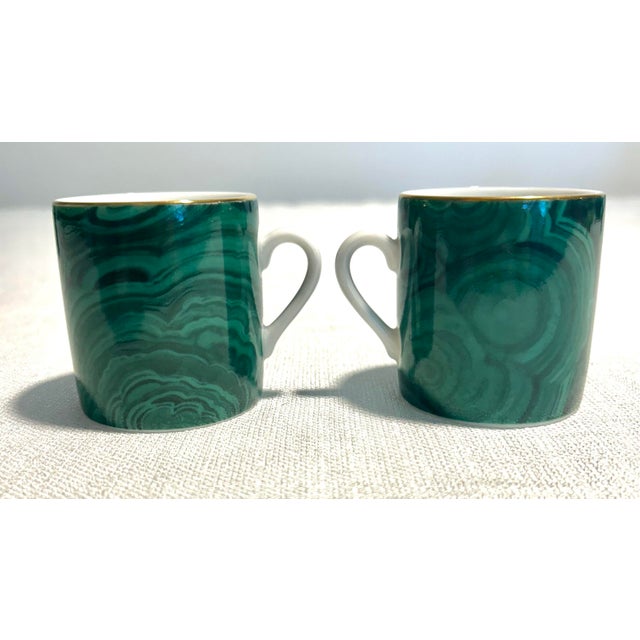 Mid-Century Modern Mid 20th Century Mid Century Modern Japanese Porcelain Neiman Marcus Malachite Espresso Cups - A 4 Piece Set For Sale - Image 3 of 4
