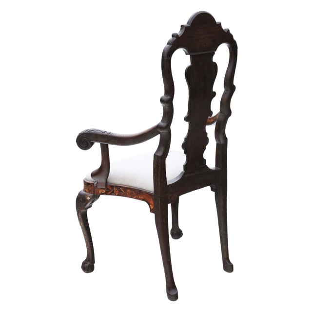 Antique Dutch Marquetry Elbow Chair, 1700s For Sale - Image 4 of 9