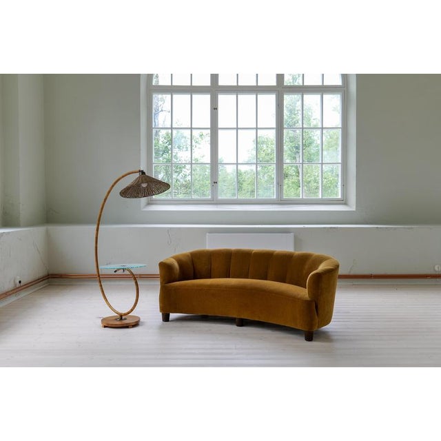 Swedish grace is well articulated in this floor lamp with its Art Deco shape. A unique floor lamp with a frosted glass...