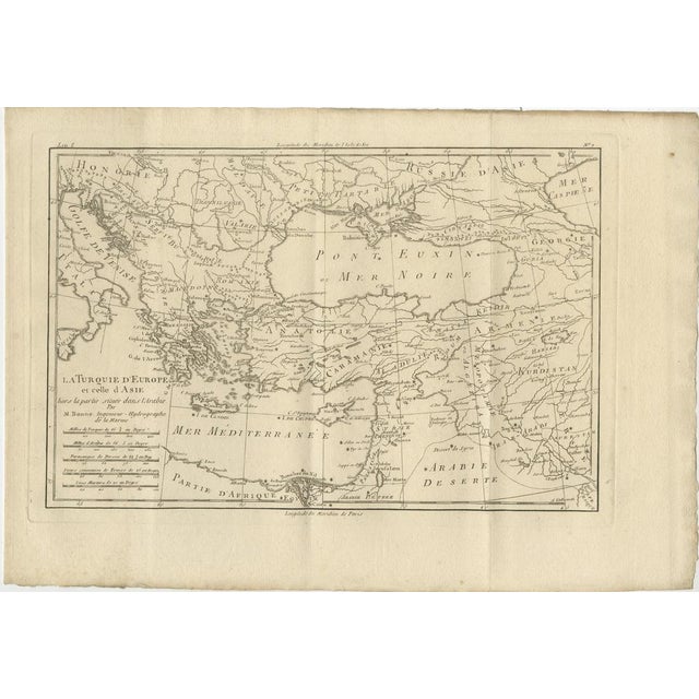 Antique Map Ottoman Empire Turkey Balkans Middle East Bonne c1780 A finely engraved 18th-century map of the Ottoman...