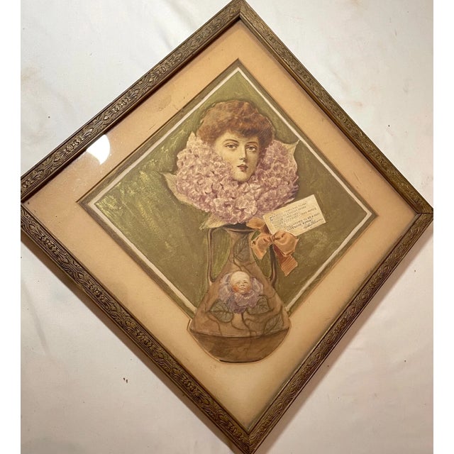 Up for sale is a wonderful antique 19th century Victorian original mixed media figural painting. It's painted with a...