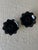 Vintage Black Glass Lotus Candle Holders – Footed Pair For Sale In New York - Image 6 of 7