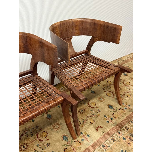 Lizard Wrapped Klismos Chairs, Pair For Sale - Image 4 of 12