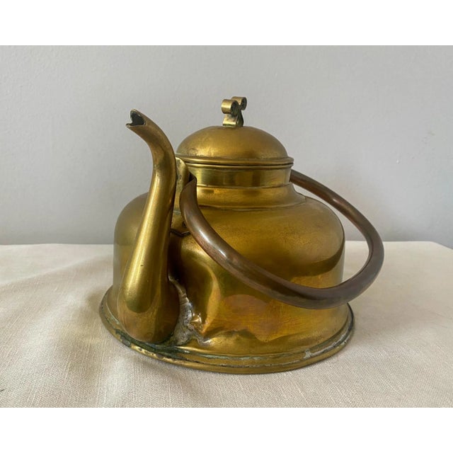 Vintage European Brass Tea Kettle For Sale - Image 4 of 12