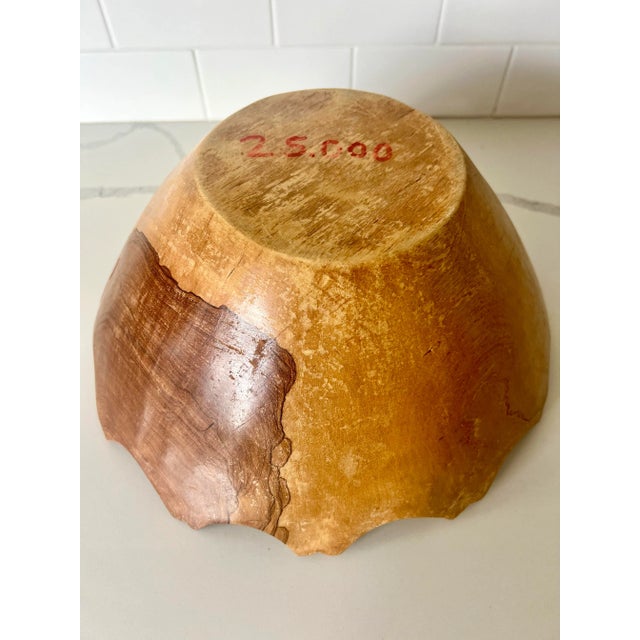 Late 20th Century Vintage Scalloped Wood Centerpiece Bowl For Sale - Image 5 of 5