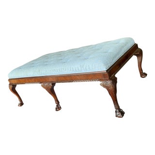 Vintage Baker Furniture Extra Deep Chippendale Ball and Claw Bench For Sale