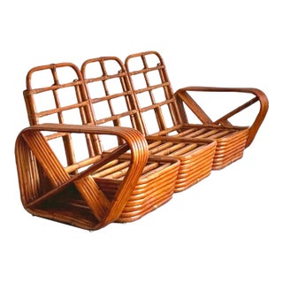 Vintage MCM Paul Frankl 6 Strand Rattan Sofa For Sale