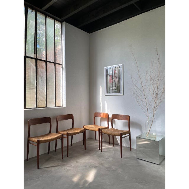 Model 75 Straw Chairs by Niels Otto Møller, 1950s, Set of 4 For Sale - Image 3 of 18