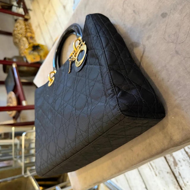 21st Century Black Fabric and Leather Large Lady Dior Bag by Christian Dior For Sale - Image 15 of 18