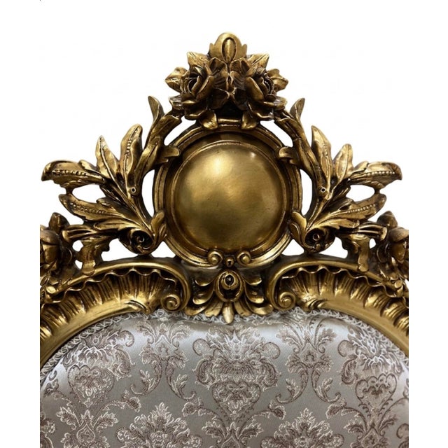 1960s Throne Chair Gold Leaf Arm Chair For Sale - Image 9 of 10