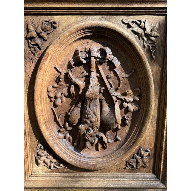 French Carved Oak Hunting Cupboard, 1860 For Sale - Image 10 of 18