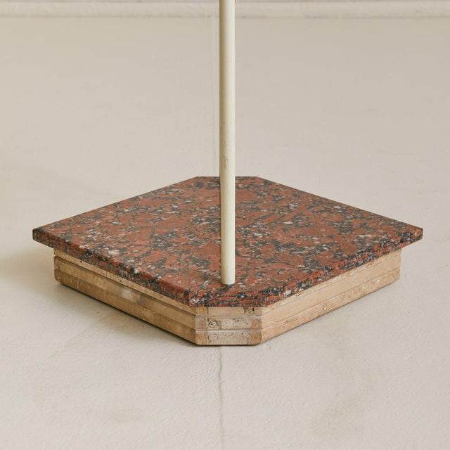 White Vintage Italian Postmodern Floor Lamp with Fabric Shades + Stone Base For Sale - Image 8 of 11