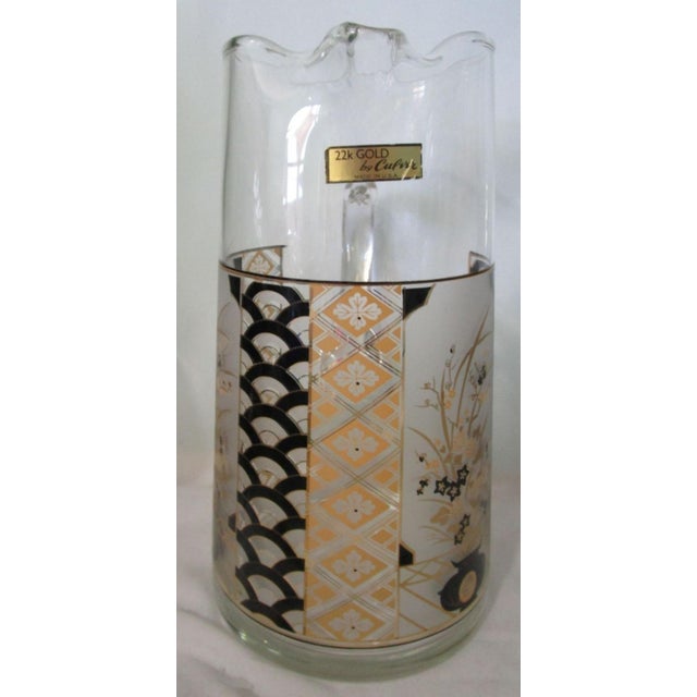 1960s Vintage Culver Imari Style Pitcher Pinched Spout Black, Gold and Frost Pattern For Sale - Image 5 of 9