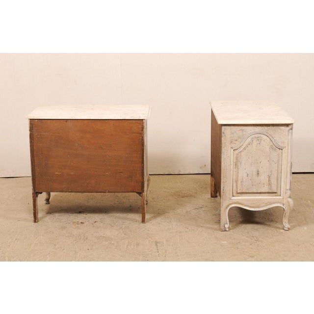 Mid 20th Century French Marble-Top Commodes w/Pierced Skirt - A Pair For Sale - Image 10 of 11
