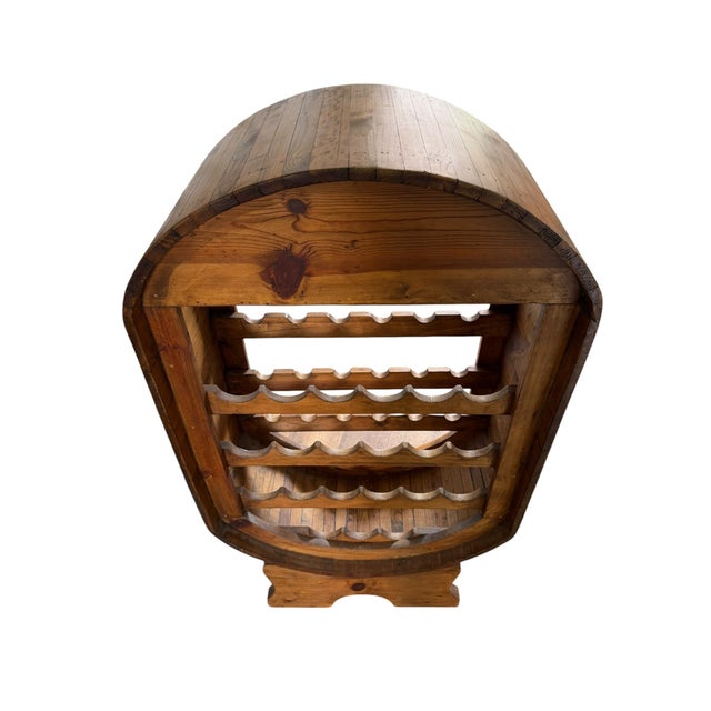 Rustic Freestanding Mexican Barrel-Style Wooden Wine Rack and Glass Holder, 1980 For Sale - Image 4 of 13