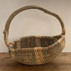Brown 1980s Rustic Gathering Basket with Bentwood Handle For Sale - Image 8 of 13
